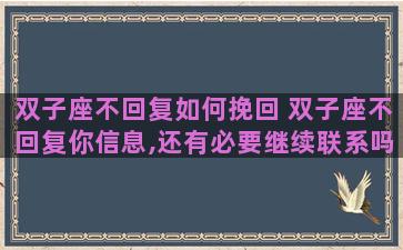 双子座不回复如何挽回 双子座不回复你信息,还有必要继续联系吗 双子座不回复如何挽回 双子座不回复你信息,还有必要继续联系吗